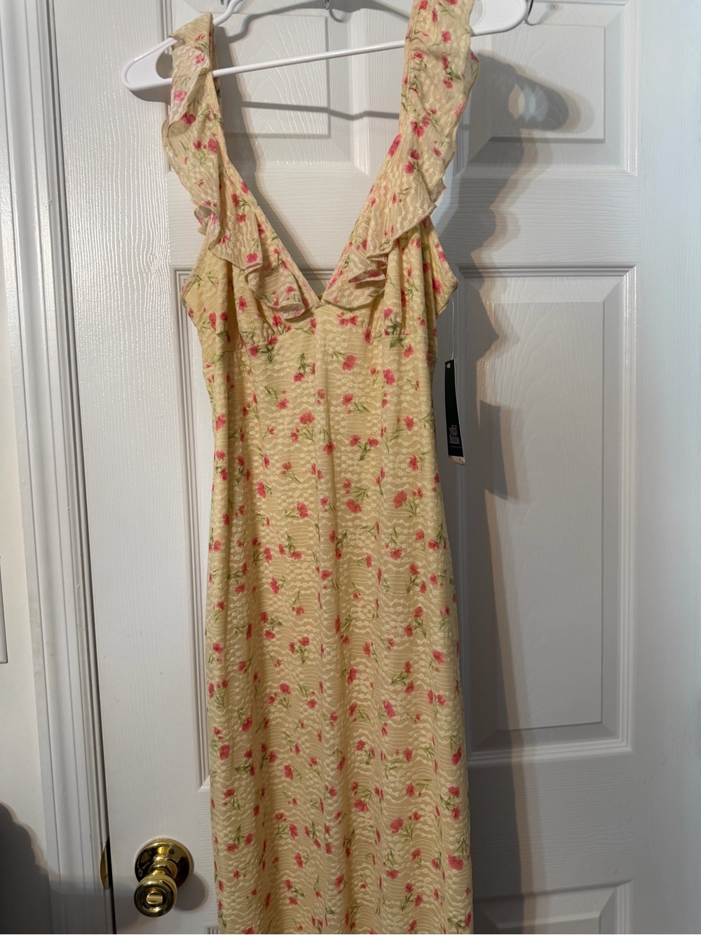 wild fable Yellow Floral Maxi Dress with Pink Accents